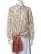 Mother of Pearl Paisley Print Long Sleeve Button-Up Top