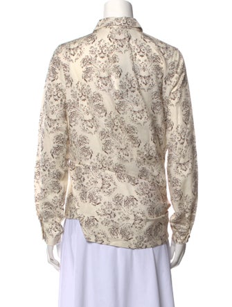 Mother of Pearl Paisley Print Long Sleeve Button-Up Top