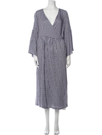 Mother of Pearl Plaid Print Long Dress