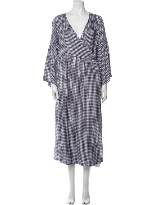 Mother of Pearl Plaid Print Long Dress