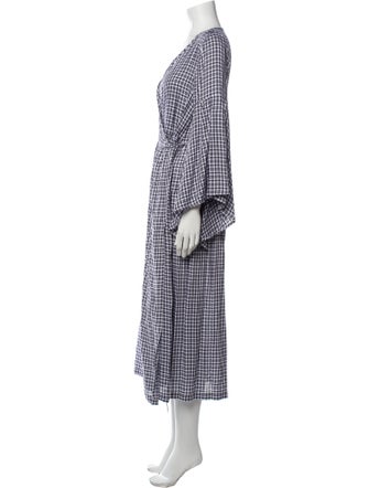 Mother of Pearl Plaid Print Long Dress