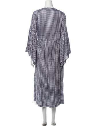 Mother of Pearl Plaid Print Long Dress