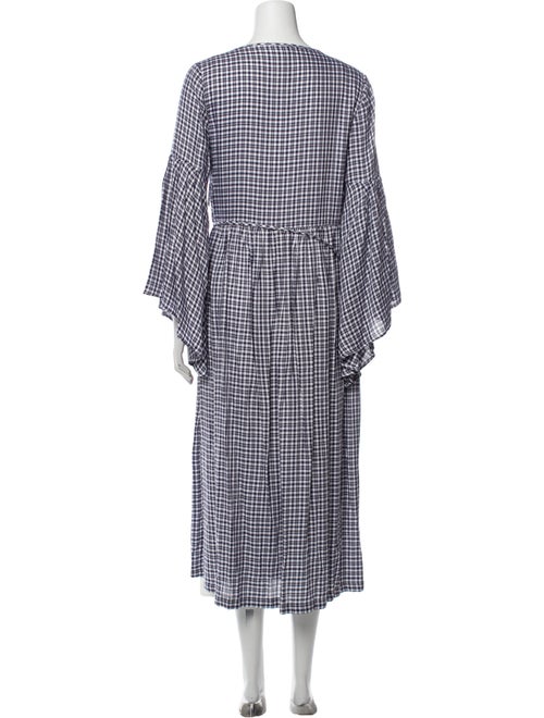 Mother of Pearl Plaid Print Long Dress