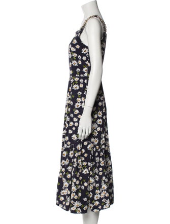 Mother of Pearl Floral Print Midi Length Dress