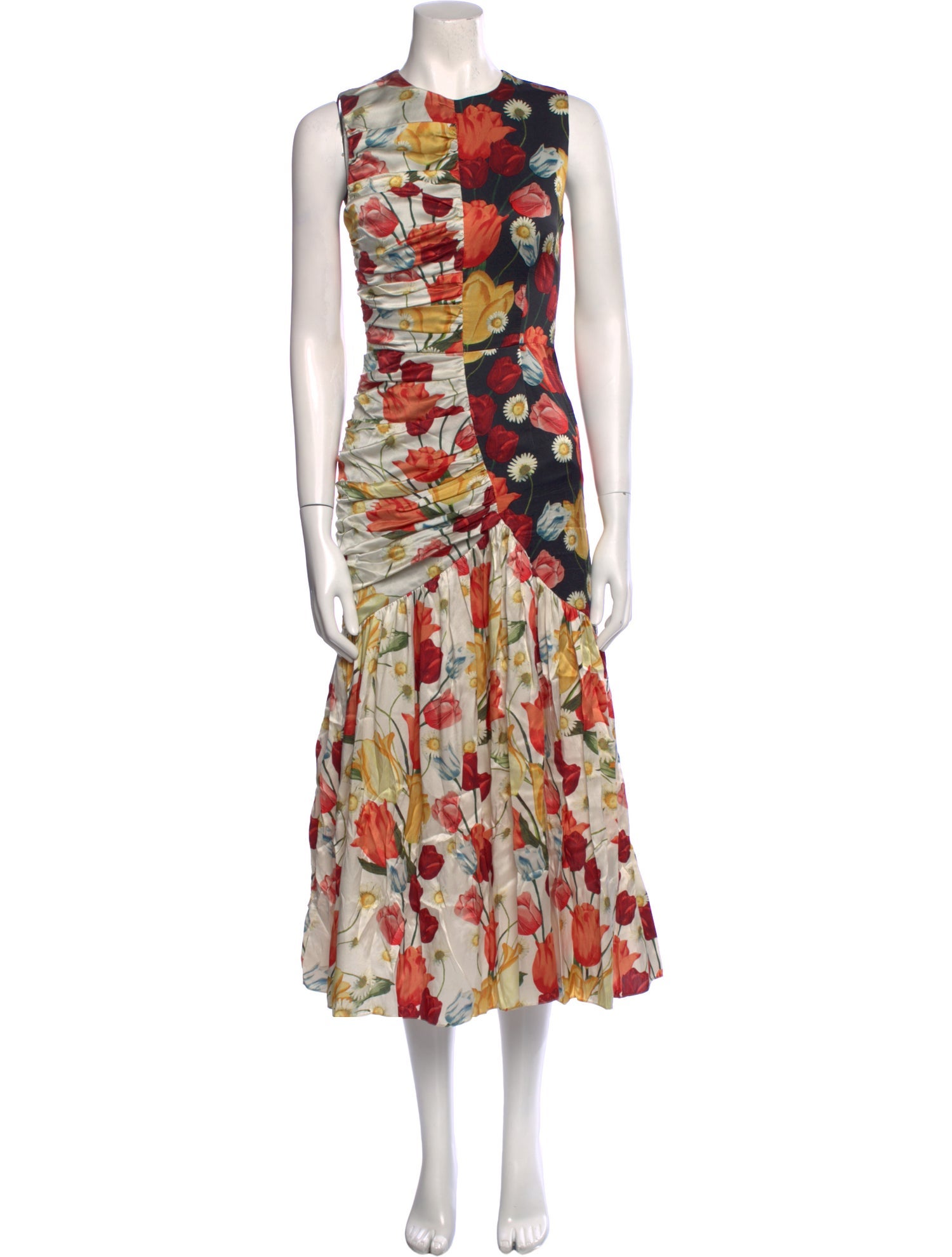 Mother of Pearl Floral Print Midi Length Dress