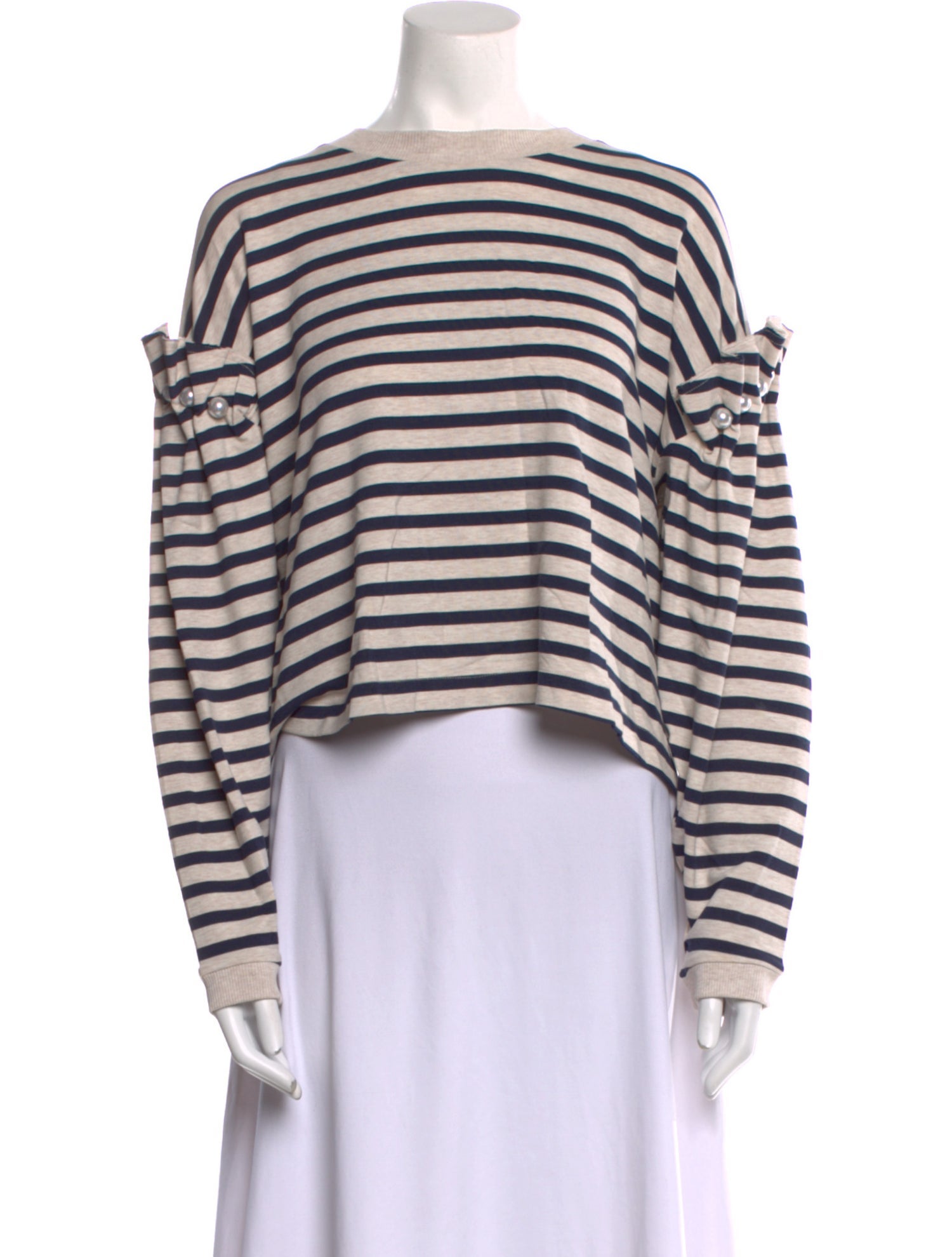 Mother of Pearl Striped Scoop Neck Crop Top