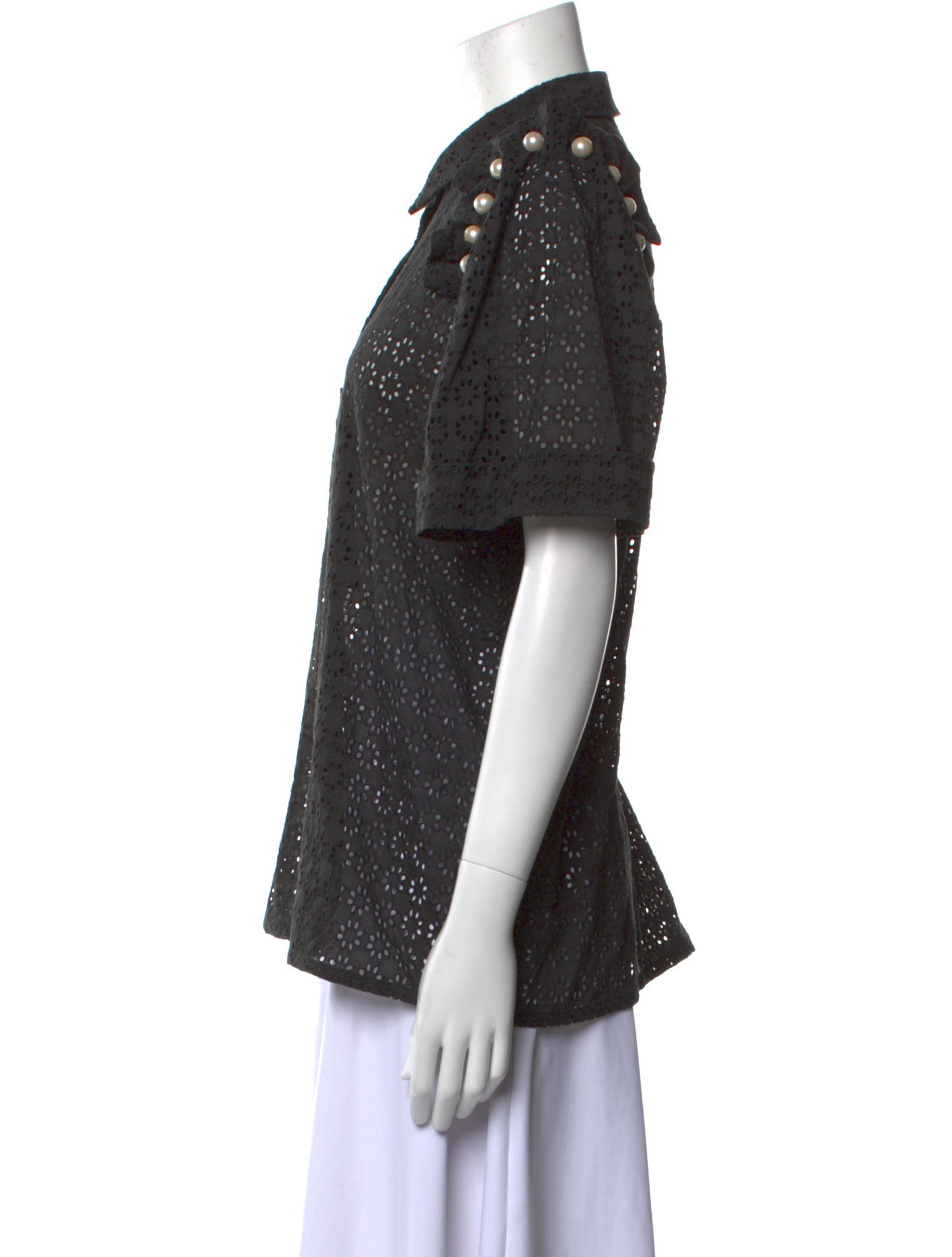 Mother of Pearl Short Sleeve Button-Up Top