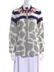 Mother of Pearl Silk Printed Button-Up Top