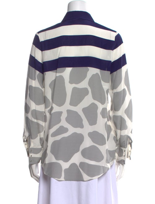 Mother of Pearl Silk Printed Button-Up Top