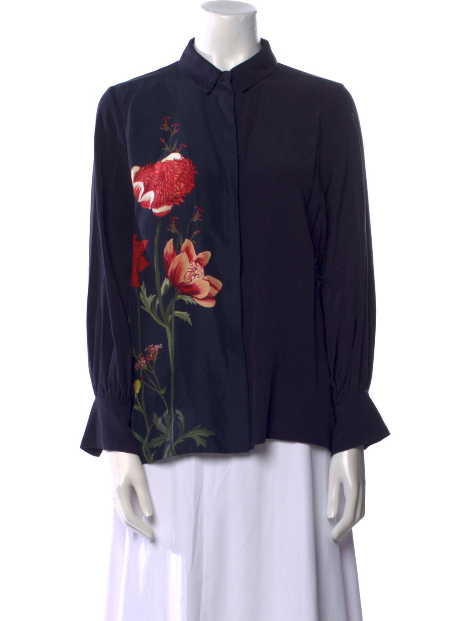 Mother of Pearl Silk Floral Print Blouse