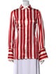 Mother of Pearl Silk Striped Button-Up Top