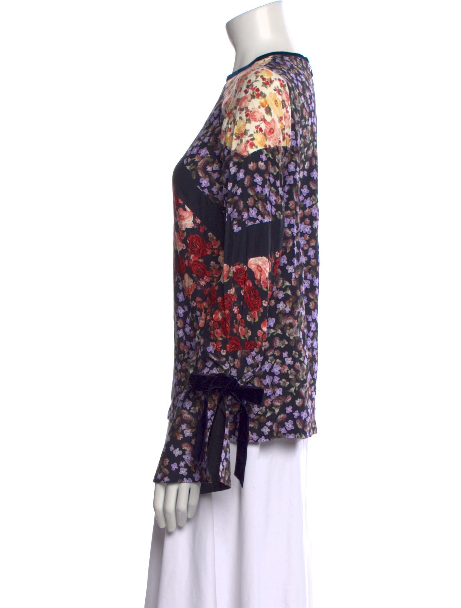 Mother of Pearl Silk Floral Print Blouse