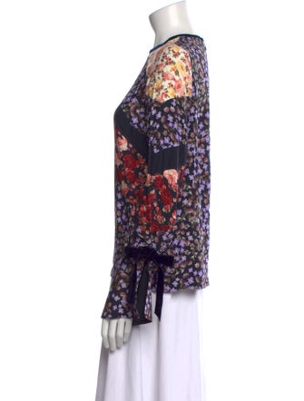Mother of Pearl Silk Floral Print Blouse