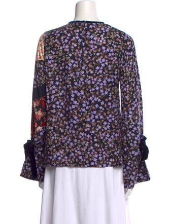 Mother of Pearl Silk Floral Print Blouse
