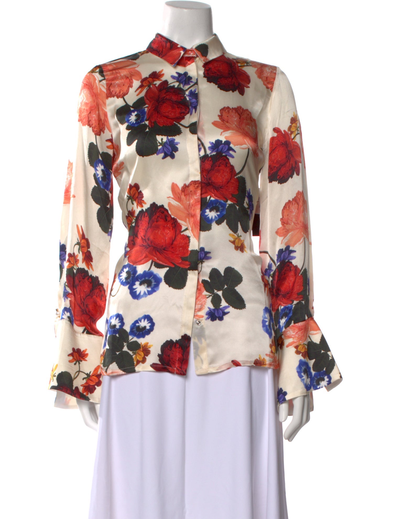 Mother of Pearl Floral Print Mock Neck Blouse w/ Tags