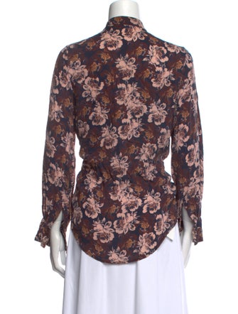 Mother of Pearl Silk Floral Print Blouse