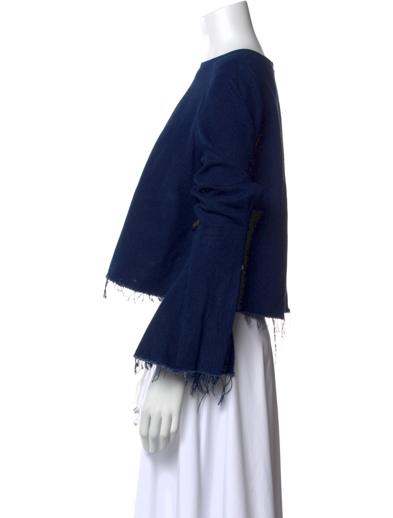 Mother of Pearl Bateau Neckline Long Sleeve Crop Top