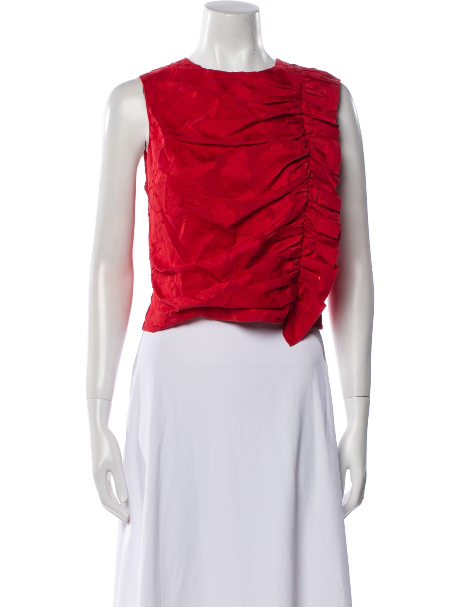 Mother of Pearl Crew Neck Sleeveless Crop Top