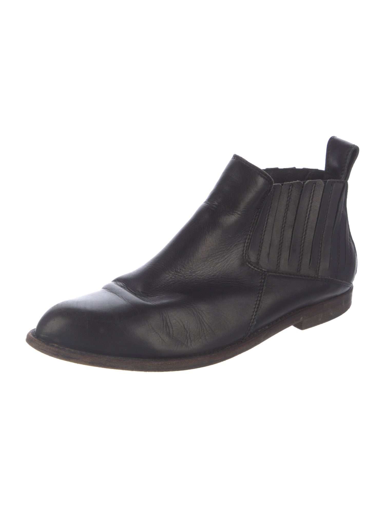 LD Tuttle Leather Pleated Accents Chelsea Boots