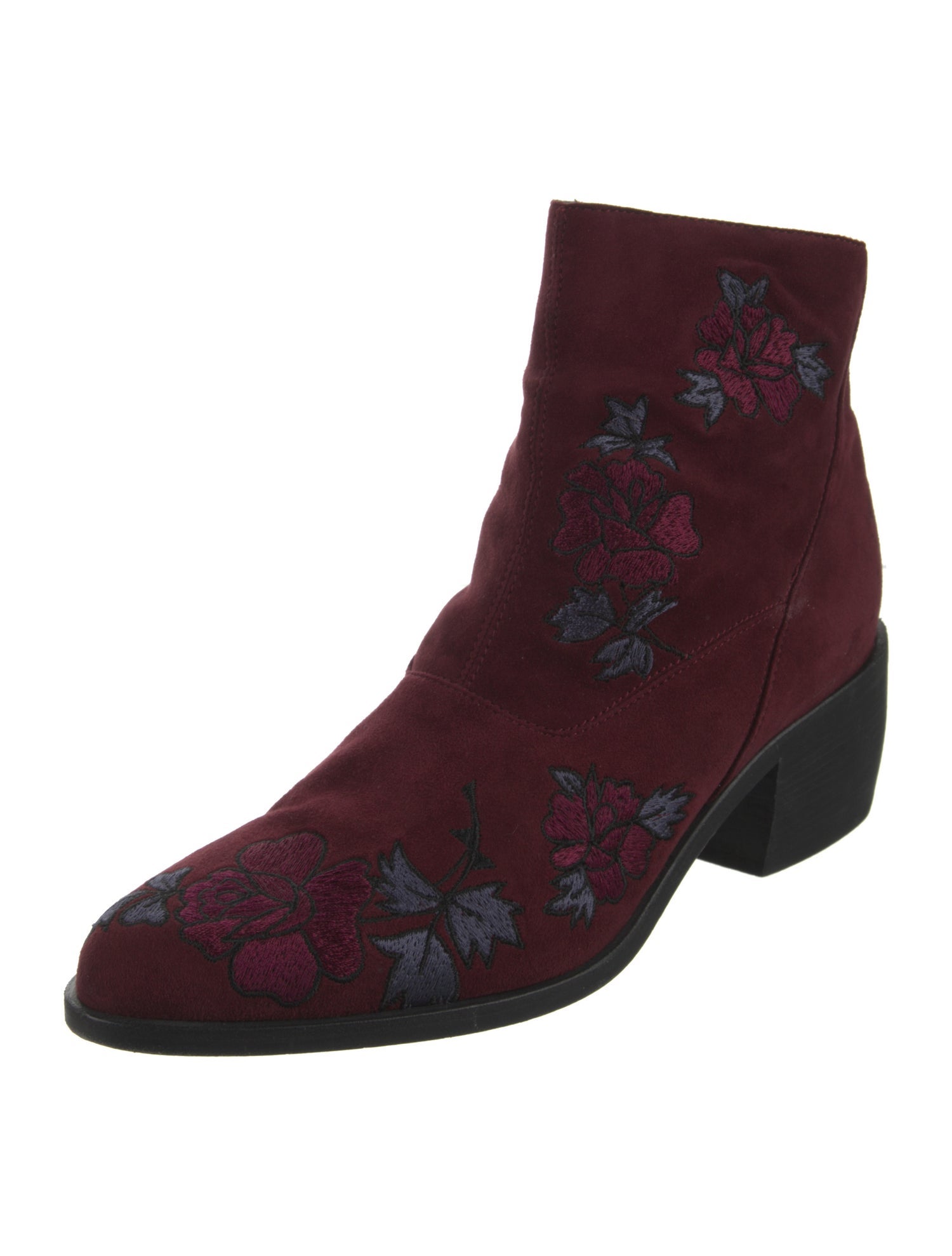 LD Tuttle Suede Floral Print Combat Boots