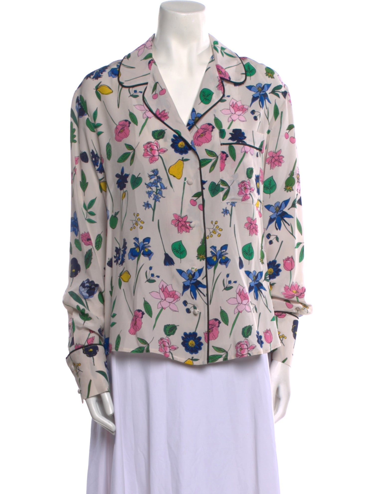 Markus Lupfer Floral Print Long Sleeve Button-Up Top