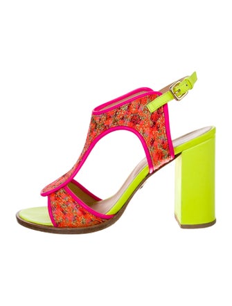 Markus Lupfer Leather Printed T-Strap Sandals