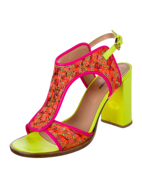 Markus Lupfer Leather Printed T-Strap Sandals
