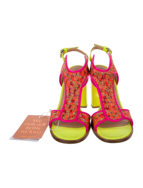 Markus Lupfer Leather Printed T-Strap Sandals