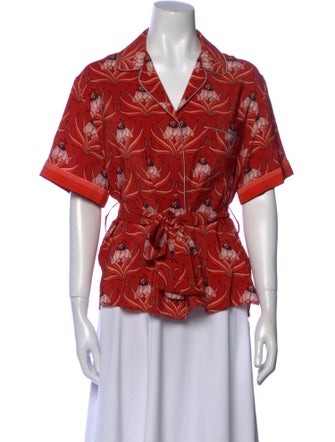 Markus Lupfer Silk Printed Button-Up Top