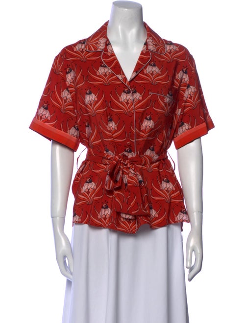 Markus Lupfer Silk Printed Button-Up Top