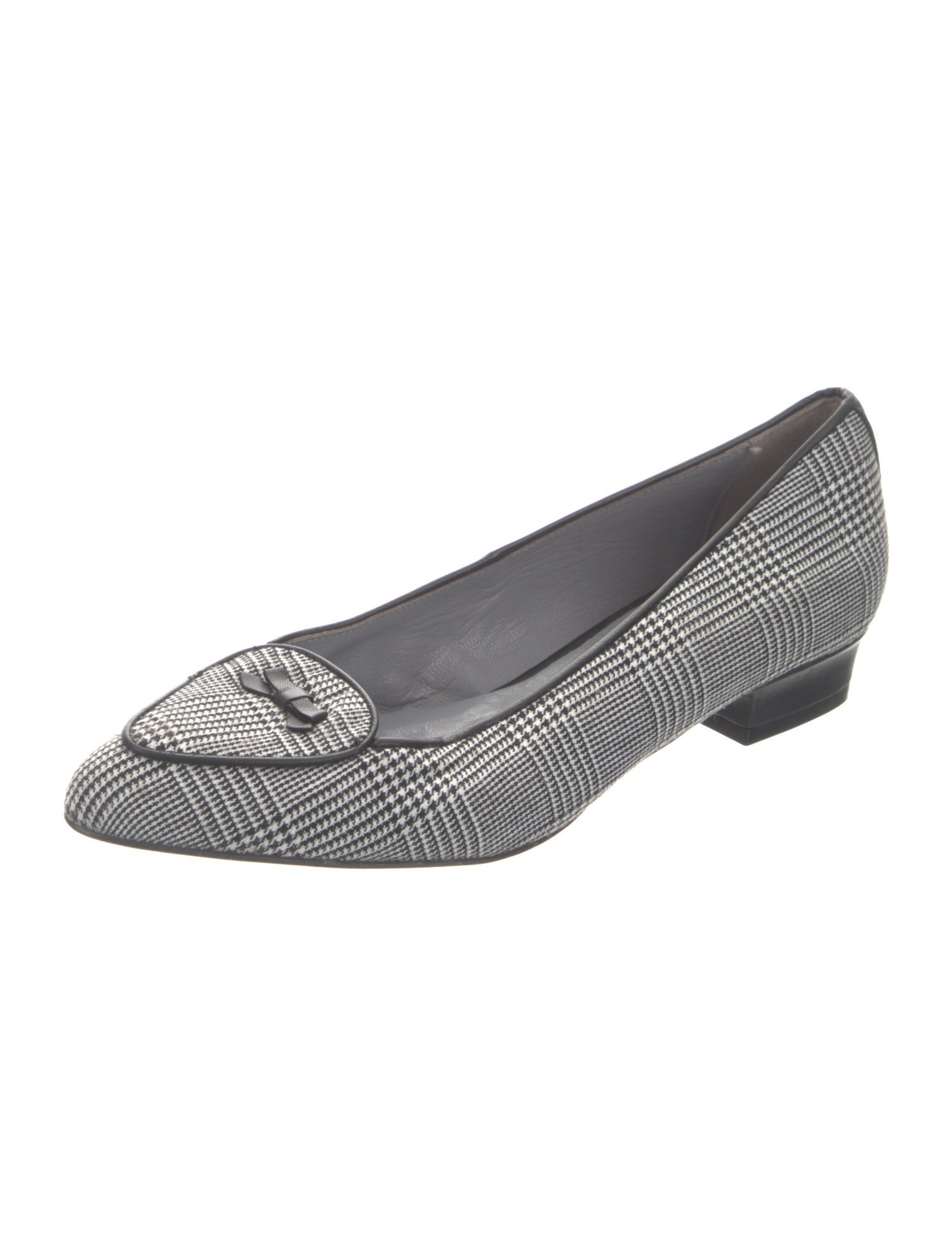 Jacques Levine Canvas Houndstooth Print Flats