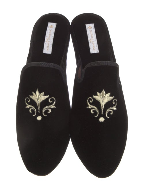 Jacques Levine Velvet Embroidered Accent Mules