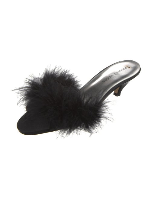 Jacques Levine Satin Feather Trim Slides