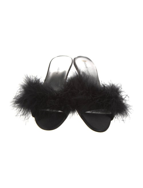 Jacques Levine Satin Feather Trim Slides