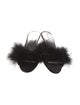 Jacques Levine Satin Feather Trim Slides