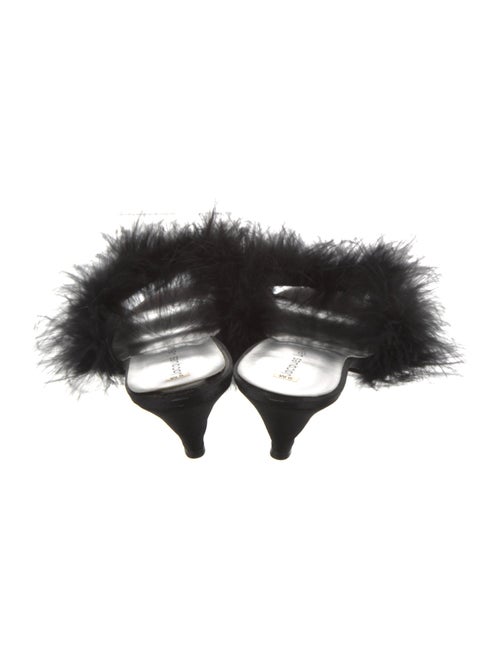 Jacques Levine Satin Feather Trim Slides