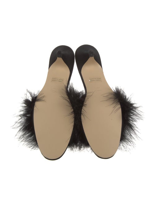 Jacques Levine Satin Feather Trim Slides