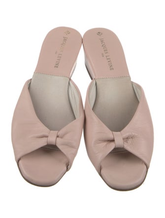 Jacques Levine Leather Bow Accents Slides