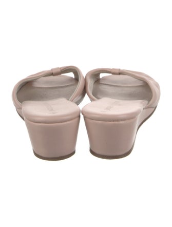 Jacques Levine Leather Bow Accents Slides