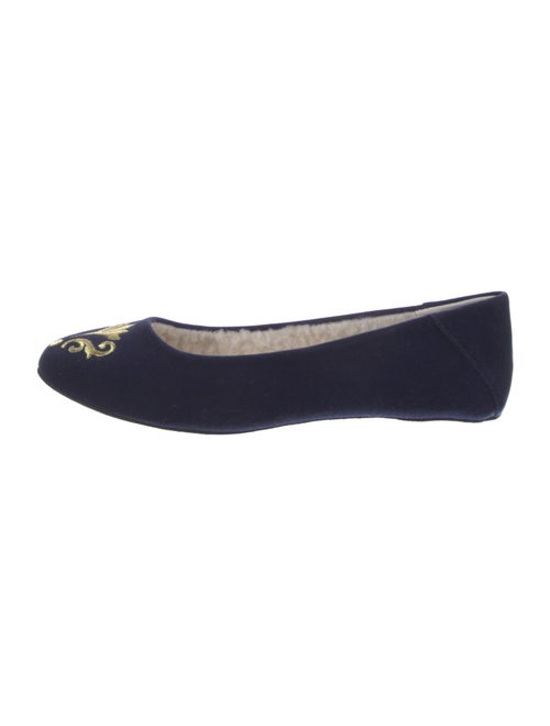 Jacques Levine Velvet Embroidered Accent Flats