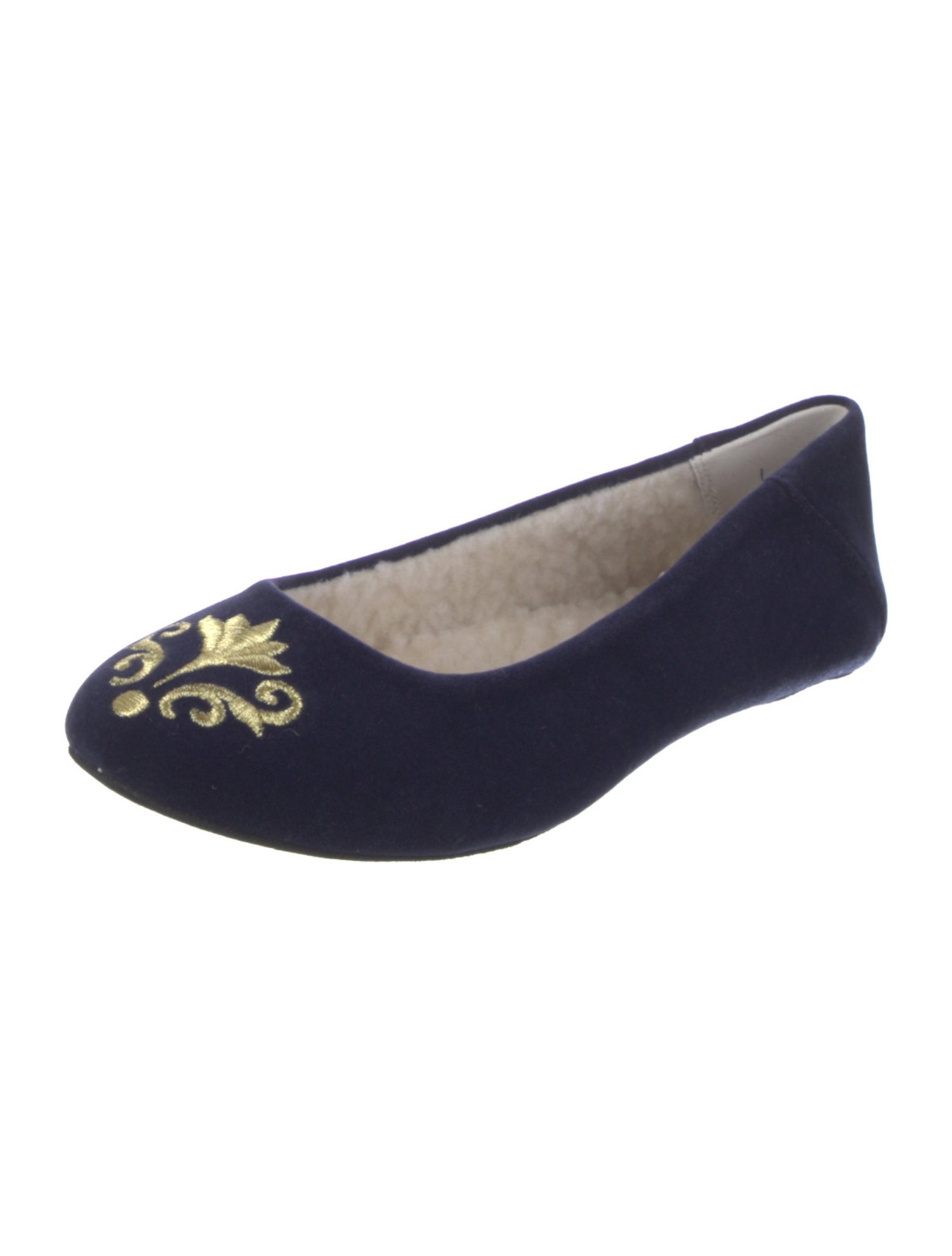Jacques Levine Velvet Embroidered Accent Flats