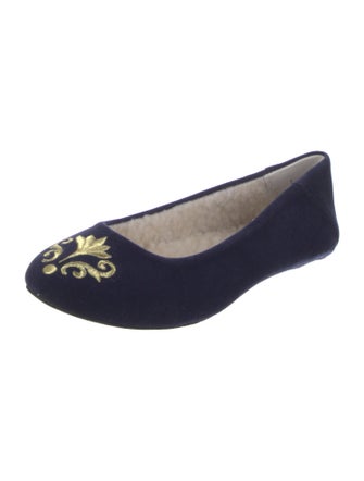Jacques Levine Velvet Embroidered Accent Flats