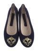 Jacques Levine Velvet Embroidered Accent Flats
