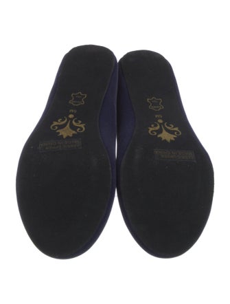 Jacques Levine Velvet Embroidered Accent Flats