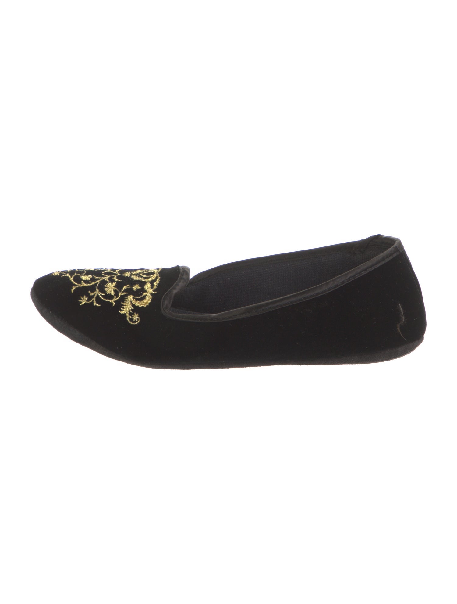 Jacques Levine Velvet Embroidered Accent Loafers