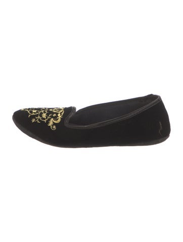Jacques Levine Flats Velvet Embroidered Accent Loafers 5