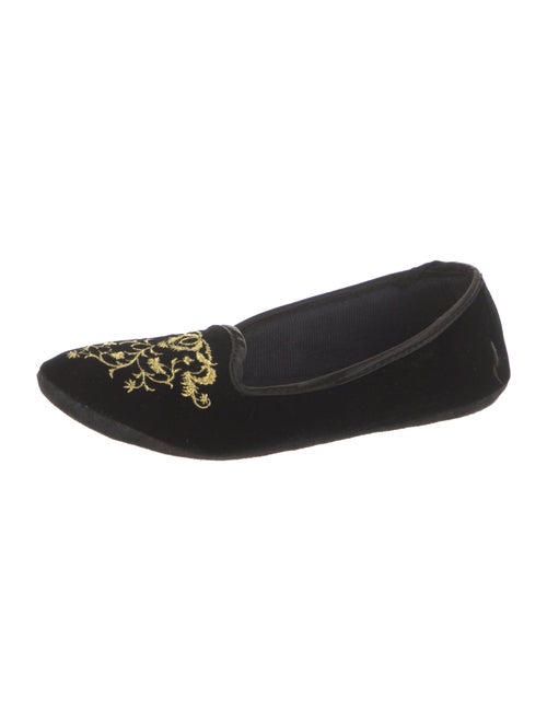 Jacques Levine Velvet Embroidered Accent Loafers