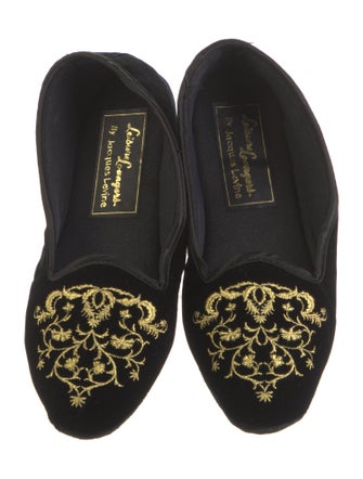 Jacques Levine Velvet Embroidered Accent Loafers