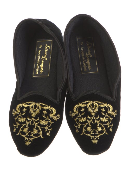 Jacques Levine Velvet Embroidered Accent Loafers