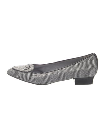 Jacques Levine Canvas Houndstooth Print Flats